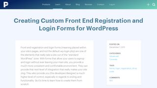 Creating Custom Front End Registration and Login ... - Pippin's Plugins