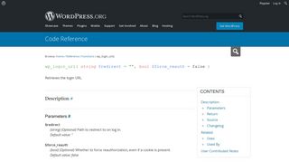 wp_login_url() | Function | WordPress Developer Resources