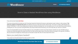 How to Clean a Hacked WordPress Site using Wordfence - Wordfence