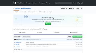 GitHub - mattberg/wp-json-api-auth: Authentication add-on controller ...