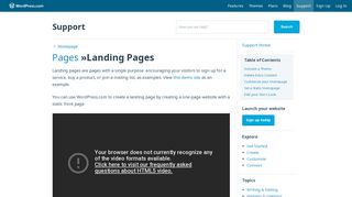 Landing Pages — Support — WordPress.com