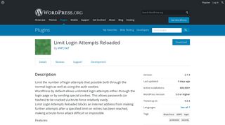 Limit Login Attempts Reloaded | WordPress.org