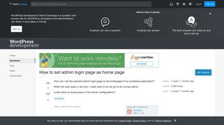 How to set admin login page as home page - WordPress Development ...