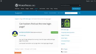 Can hackers find out the new login page? | WordPress.org