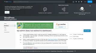 wp-admin does not redirect to dashboard - WordPress Development ...