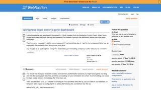 Wordpress login doesn't go to dashboard - WebFaction Community