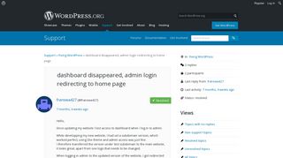 dashboard disappeared, admin login redirecting to home page ...