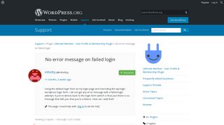 No error message on failed login | WordPress.org