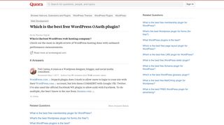 Which is the best free WordPress OAuth plugin? - Quora
