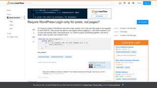 Require WordPress Login only for posts, not pages? - Stack Overflow