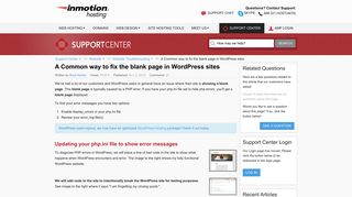 A Common way to fix the blank page in WordPress sites | InMotion ...
