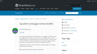 wp-admin and page not found (404) | WordPress.org