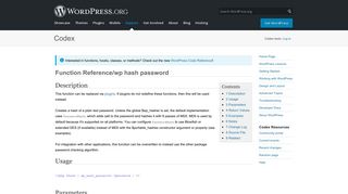 Function Reference/wp hash password « WordPress Codex