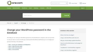 Change your WordPress password in the database – Support | One.com