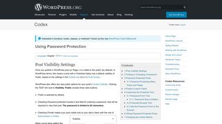 Using Password Protection « WordPress Codex