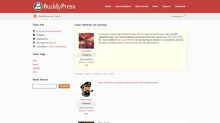 Topic: Login redirects not working · BuddyPress.org