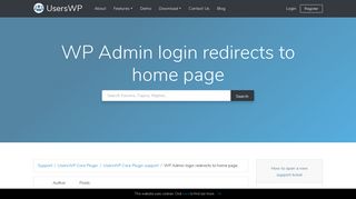 Topic: WP Admin login redirects to home page | UsersWP Support