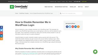 How to Disable Remember Me in WordPress Login - GreenGeeks