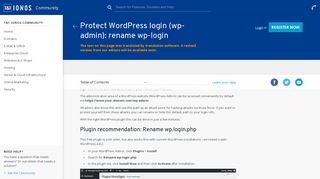 Protect WordPress login (wp-admin): rename wp-login - 1&1 Hosting ...