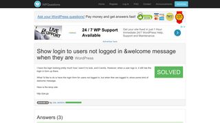 SOLVED: Show login to users not logged in &welcome message when ...