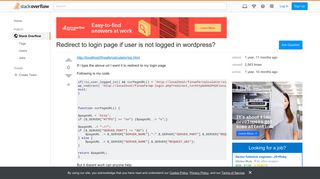 Redirect to login page if user is not logged in wordpress? - Stack ...