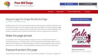 Require Login For Single WordPress Page - Fotan Web Design