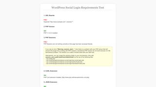 WordPress Social Login Requirements Test