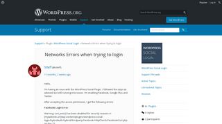 Networks Errors when trying to login | WordPress.org