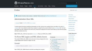 Administration Over SSL « WordPress Codex