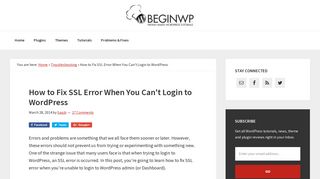 How to Fix SSL Error When You Can't Login to WordPress | BeginWP