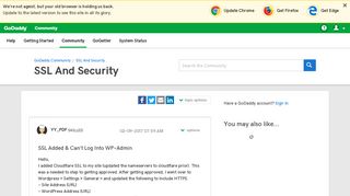 SSL Added & Can't Log Into WP-Admin - GoDaddy Community