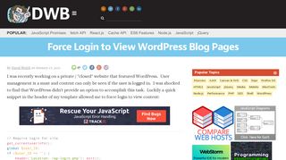 Force Login to View WordPress Blog Pages - David Walsh Blog