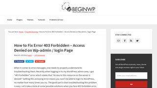 How to Fix Error 403 Forbidden - Access Denied on Wp-admin / login ...