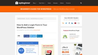 How to Add a Login Form in Your WordPress Sidebar - WPBeginner