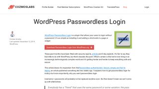 WordPress Passwordless Login - Cozmoslabs
