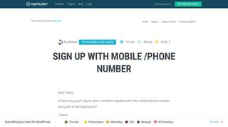 Sign up with mobile /phone number - WPMU Dev