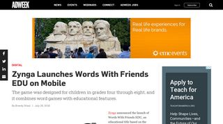 Zynga Launches Words With Friends EDU on Mobile – Adweek