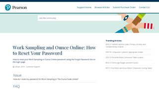 Work Sampling and Ounce Online: How to Reset Your Password