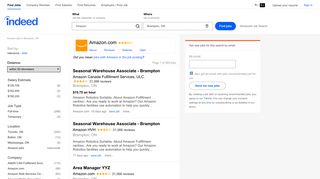 Amazon Jobs in Brampton, ON (with Salaries) | Indeed.com