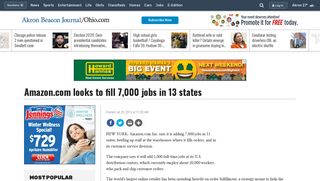 Amazon.com looks to fill 7,000 jobs in 13 states - Akron Beacon Journal