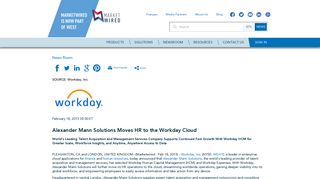 Alexander Mann Solutions Moves HR to the Workday Cloud