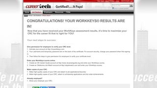 Congratulations! Your WorkKeys® results are IN! — WorkKeys