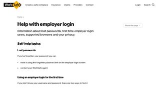 Help with employer login - WorkSafe