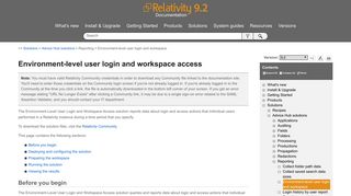 Environment-level user login and workspace - Relativity documentation