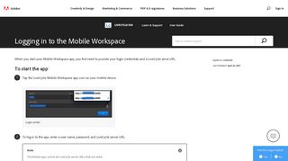 Logging in to the Mobile Workspace - Adobe Help Center