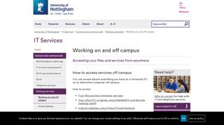 Working on and off campus - The University of Nottingham