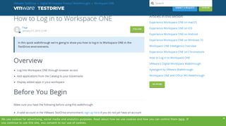 How to Log in to Workspace ONE – VMware TestDrive