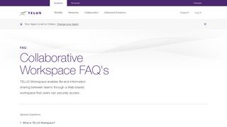 Collaborative Workspace FAQ's | Help | TELUS Business