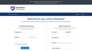 Log In | Pennsylvania State University World Campus Online Bookstore