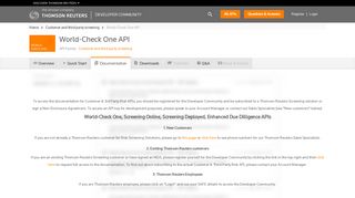 World-Check One API - Thomson Reuters Developer Community